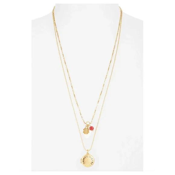 Madewell Engraved Locket Set of 2 Necklace - Picture 2 of 3